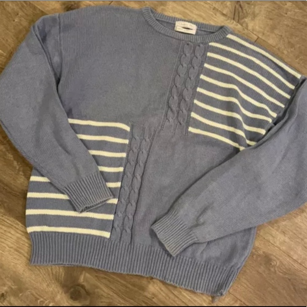 Christian Dior Womens Vintage Sweater Size XL Extra Large Blue Casual